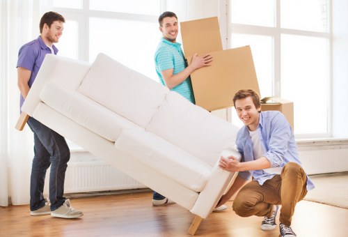 Office furniture and technology setup during a commercial move in Denmark
