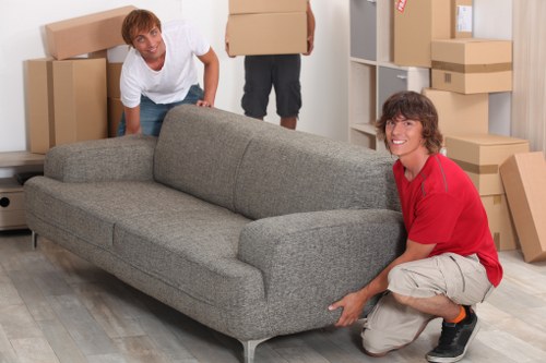 Packed moving boxes and furniture for removals in Denmark