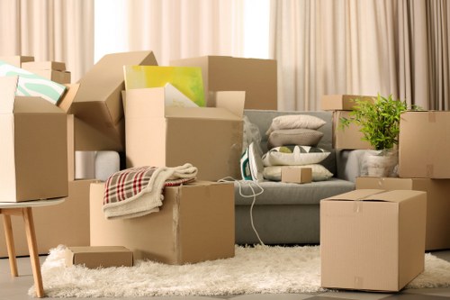 Office furniture being relocated as part of Denmark removals