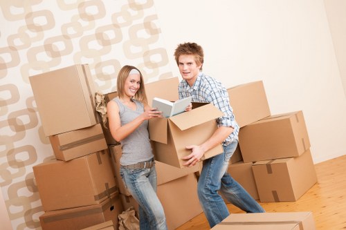 Professional movers handling a piano removal in Denmark